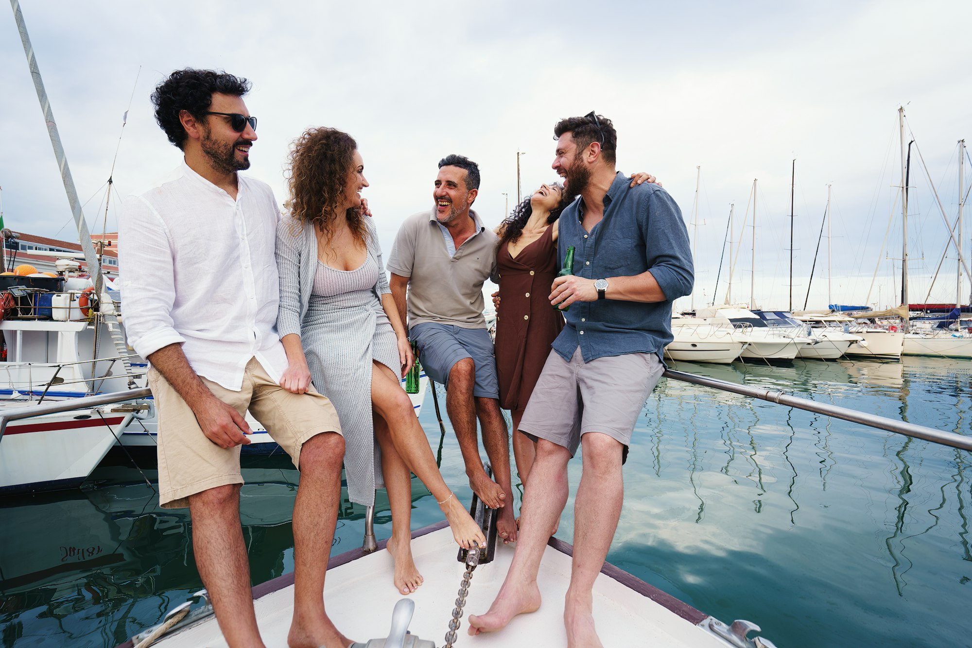 Friends Chatting on Boat Deck